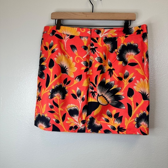 J.Crew Orange Floral Print Linen Blend Skirt size 12 - Picture 2 of 6